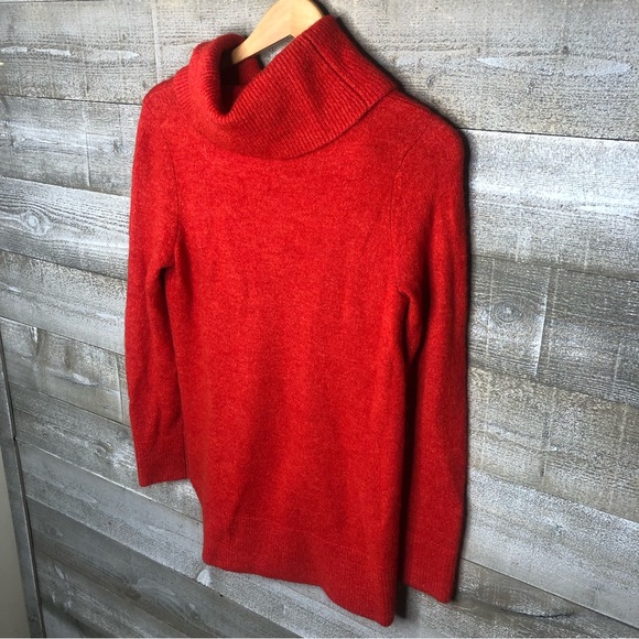 Ann Taylor Loft petite coral orange cowl neck turtleneck sweater - Picture 4 of 4